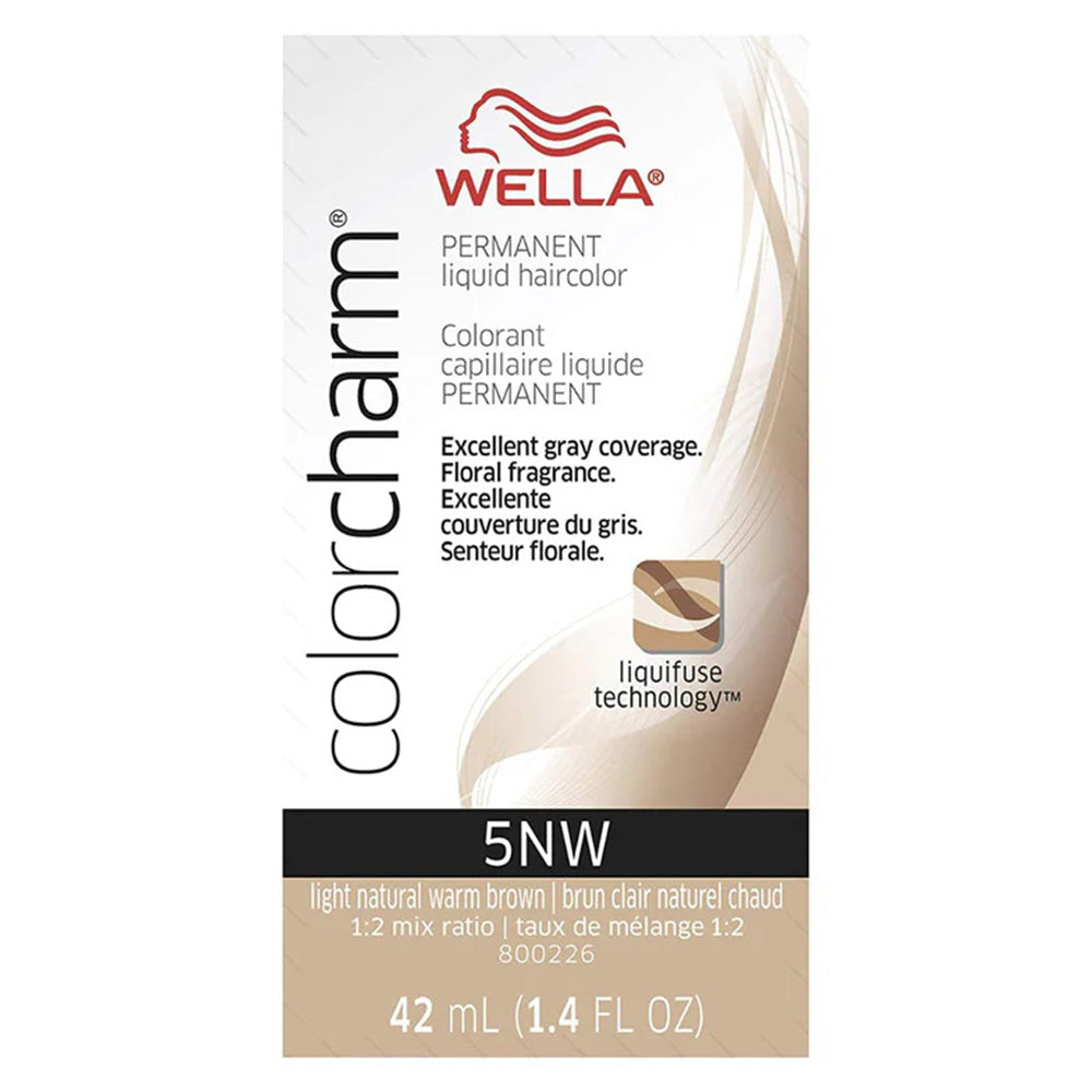 Wella ColorCharm Permanent Liquid Hair Color 5NW/Light Natural Warm Brown Color 1.4Oz (42ml)